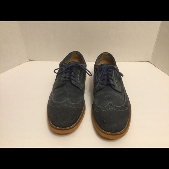 Doucal’s Suede Leather Wingtip Loafer Blue Sz 8.5 - Picture 4 of 6